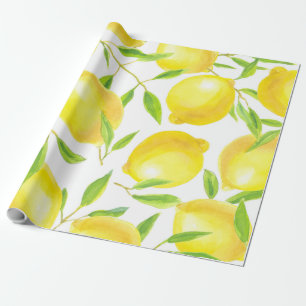 Papier Cadeau Citrons et motif feuille