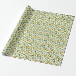 Papier Cadeau Citrons Feuilles : Aquarelle Impression transparen