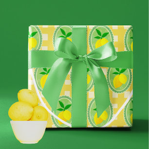 Papier Cadeau Citrons jaunes rétro