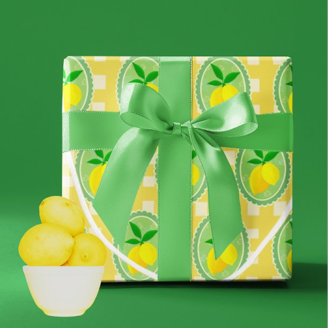 Papier Cadeau Citrons jaunes rétro (Springtime fresh lemony wrapping paper!)