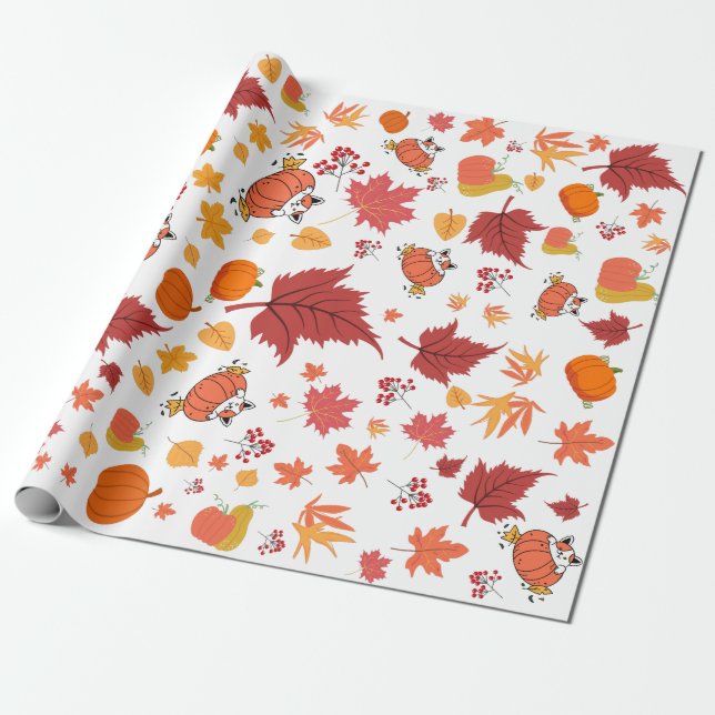 Papier Cadeau Citrouille à thème Automne/Automne Motif (Déroulé)