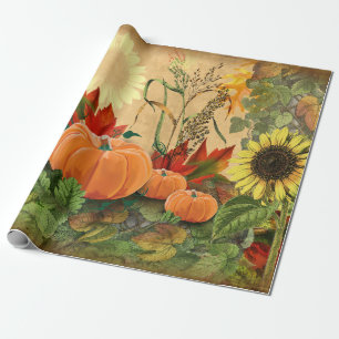 Papier Cadeau Citrouille Automne Tournesol automne