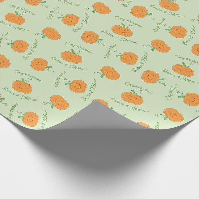 Papier Cadeau Citrouille Baby shower mignon automne (Coin)