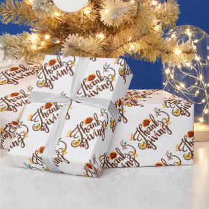 Papier Cadeau Citrouille Bon thanksgiving d'or