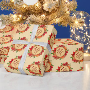 Papier Cadeau Citrouille Bon thanksgiving d'or