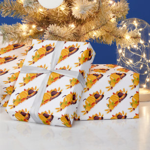 Papier Cadeau Citrouille Bon thanksgiving d'or