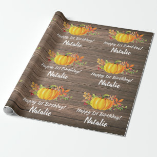 Papier Cadeau Citrouille d'aquarelle rustique Automne Anniversai