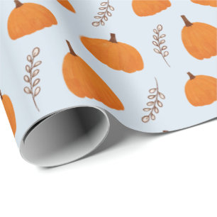 Papier Cadeau Citrouille d'automne Motif bleu