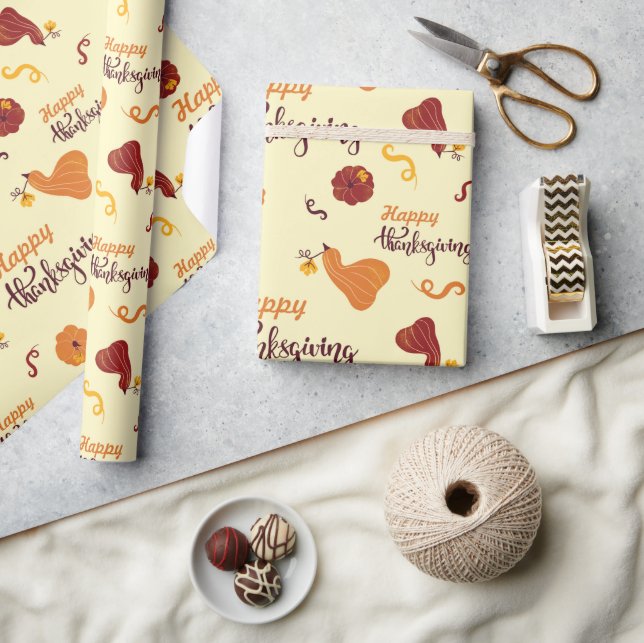 Papier Cadeau Citrouille de récolte d'automne Bon thanksgiving s (Artisanat)