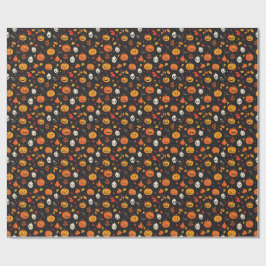 Papier Cadeau Citrouille d'Halloween amusant et Feuilles Imprime