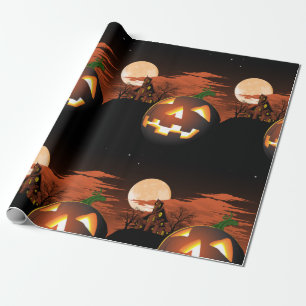 Papier Cadeau Citrouille d'Halloween brillant