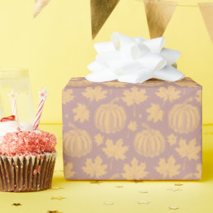 Papier Cadeau Citrouille et Feuille