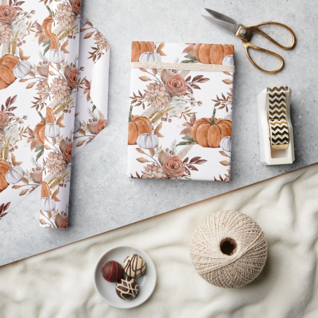 Papier Cadeau Citrouille et Rose (Artisanat)