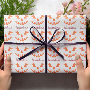 Papier Cadeau Citrouille personnalisée Jack O Lantern Halloween 