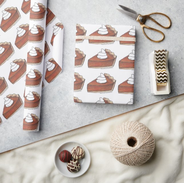 Papier Cadeau Citrouille Pie Slice Thanksgiving Dessert Boulange (Artisanat)