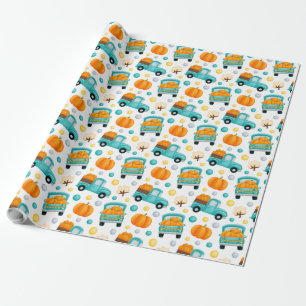 Papier Cadeau Citrouille sur un camion motif d'action de grâce