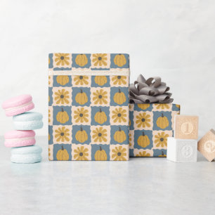 Papier Cadeau Citrouille tiré à la main Vérification Imprimer Pa