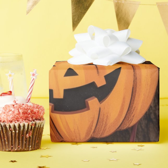 Papier Cadeau Citrouilles d'Halloween et feuilles d'automne enve (Fête d'anniversaire)
