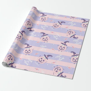 Papier Cadeau Citrouilles d'Halloween mignonne et Motif Casquett