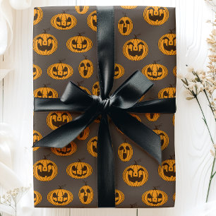 Papier Cadeau Citrouilles d'Halloween Motif Jack O'Lantern qui r
