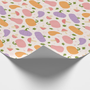 Papier Cadeau Citrouilles d'Halloween Whimsical et Motif de cham