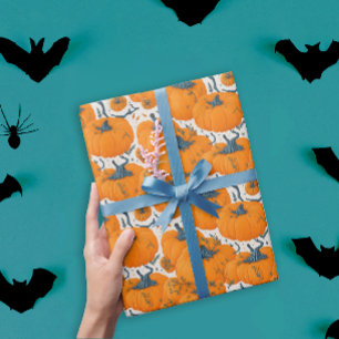 Papier Cadeau Citrouilles oranges cool motif Halloween mignon