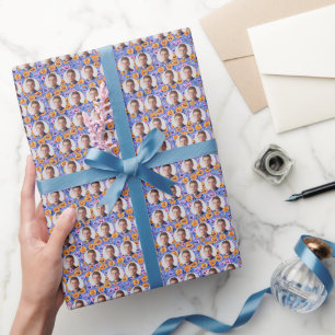Papier Cadeau Citrouilles souriantes à visages personnalisés Mot
