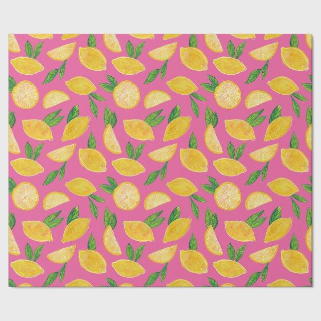 Papier Cadeau Citrus Citron Fruit motif rose (Couture)