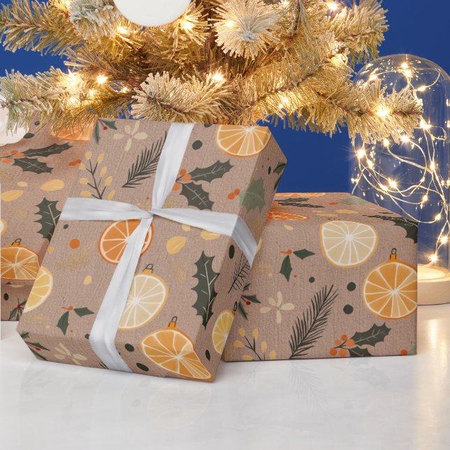 Papier Cadeau Citrus Kraft séché hiver moderne (Vacances)