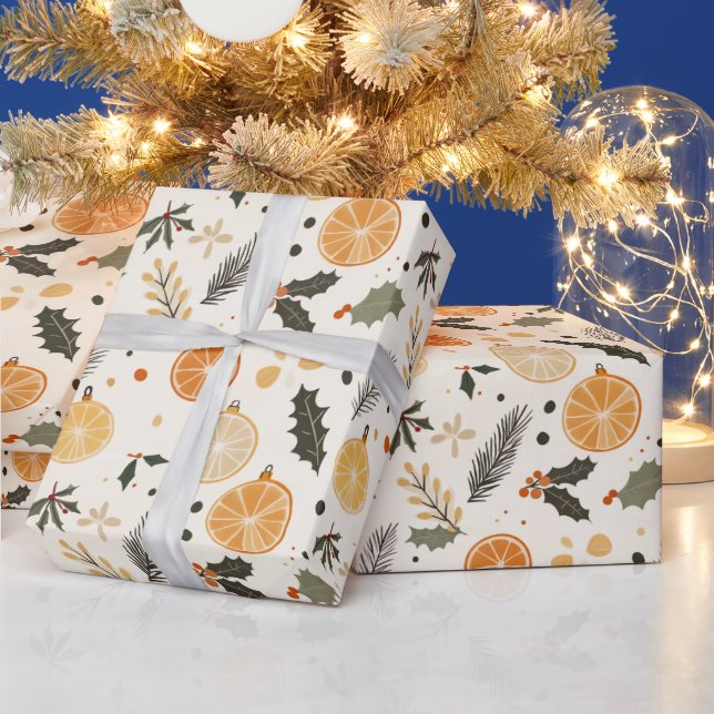 Papier Cadeau Citrus orange citron vert jaune (Vacances)