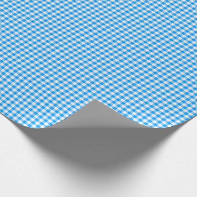 Papier Cadeau CKC-En vichy 01 Papier à envelopper bleu et blanc (Coin)