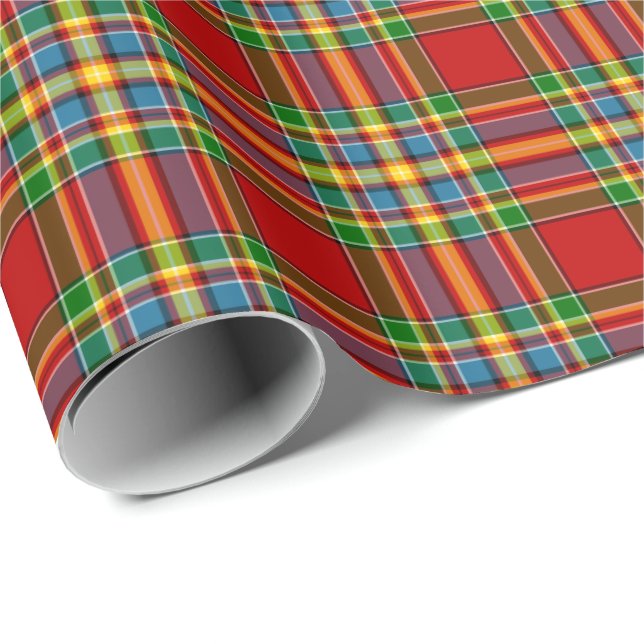 Papier Cadeau Clan Chattan Tartan Rouge écossais Plaid (Coin rond)
