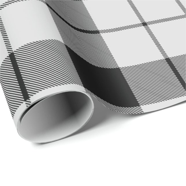 Papier Cadeau Clan MacFarlane Tartan noir et blanc (Coin rond)