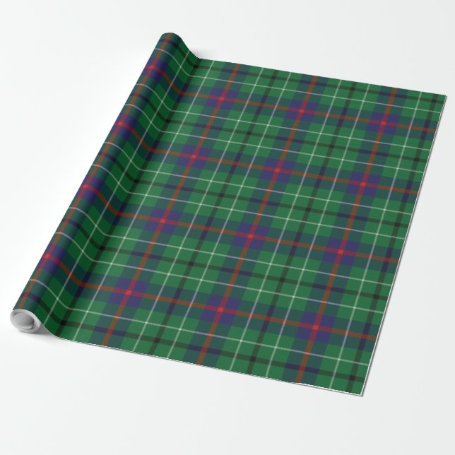 Papier Cadeau Clan Plaid Duncan Green Purple Tartan (Déroulé)