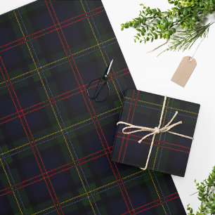 Papier Cadeau Clan Tartan Malcolm violet vert rouge chèque Motif