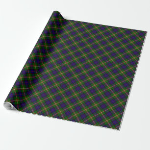Papier Cadeau Clanranald tartan bleu vert plaid