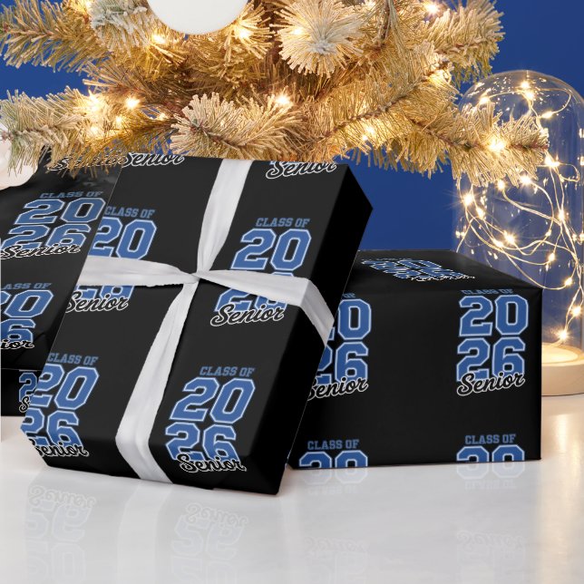 Papier Cadeau Class Of 2026 Senior Blue Graduation Graduate (Vacances)
