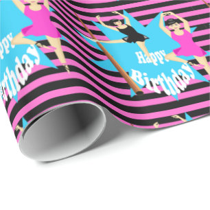 Papier Cadeau Classe Ballet Femmes Dansant Joyeux Anniversaire