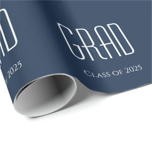 Papier Cadeau Classe de 2023 Graduation Minimaliste Bleu