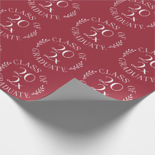 Papier Cadeau Classe de 2024 Graduate Chic White Emblem Bourgogn