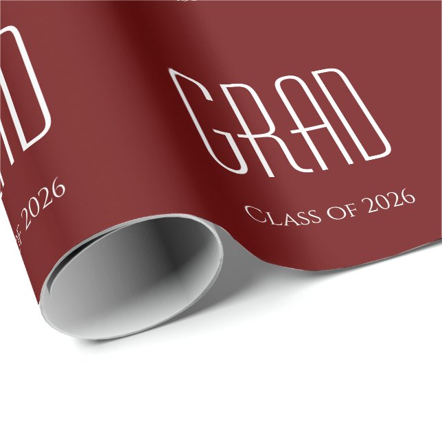 Papier Cadeau Classe de 2025 Graduation Red Minimalist (Coin rond)