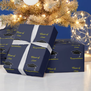 Papier Cadeau Classe de 20xx Blue Gold Graduation Enveloppe cade