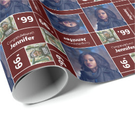 Papier Cadeau Classe de carré Photo Année Maroon