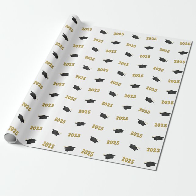 Papier Cadeau Classe de Casquette et ballons Classic Grad 2025 (Déroulé)