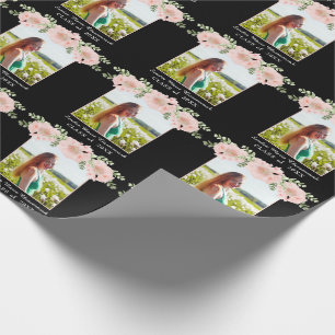 Papier Cadeau Classe de graduation florale moderne, Fleur rose 2