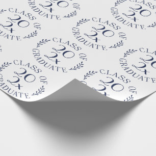 Papier Cadeau Classe de l'année Diplômé Chic Marine Typographie 
