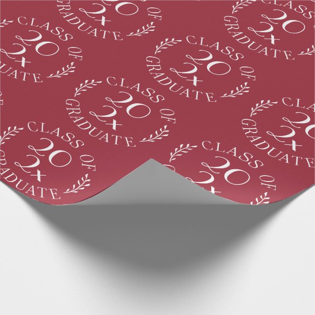 Papier Cadeau Classe de l'année Graduate Chic blanc Emblème Bour (Coin)
