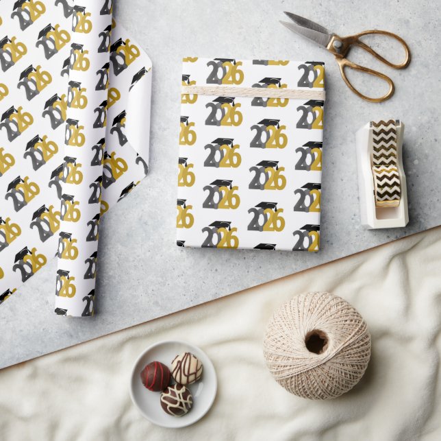 Papier Cadeau Classe or et argent de 2026 Graduation (Artisanat)