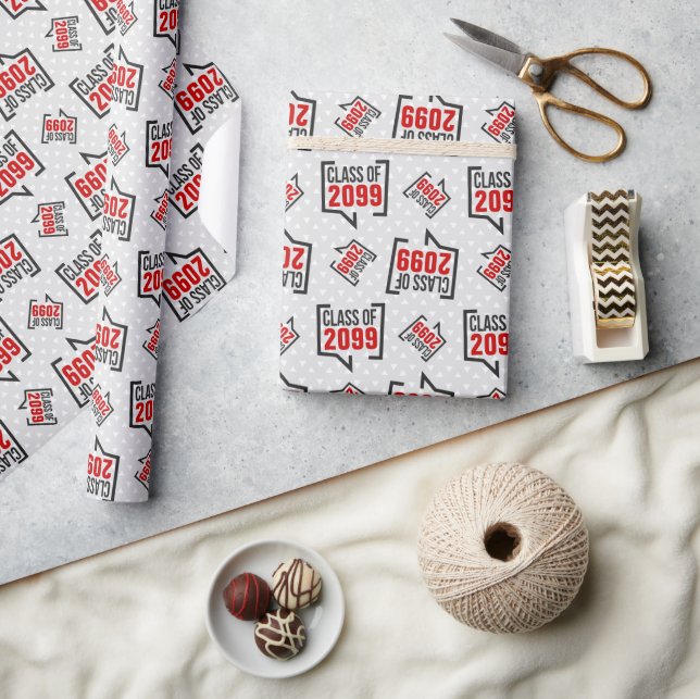 Papier Cadeau Classe rouge Année discours bulle (Artisanat)