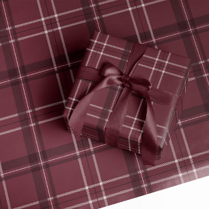 Papier Cadeau Classic audacieux vacances plaid maron vin rouge v
